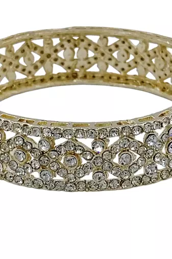 Luxury cz crystal embedded ethnic gold 2pcs bangles set