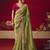 olive fancy saree with sequins dhaga & thread embroidered butti and designer blouse