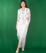 White embroidered linen co ord set