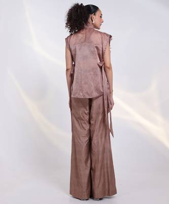 Copper embroidered silk co ord set 2