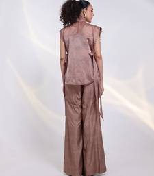 Copper embroidered silk co ord set