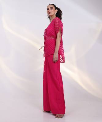 Pink embroidered silk co ord set 2