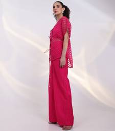 Pink embroidered silk co ord set