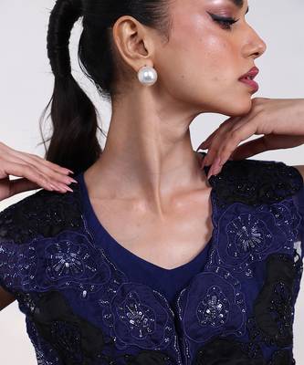 Blue embroidered chinon co ord set 2