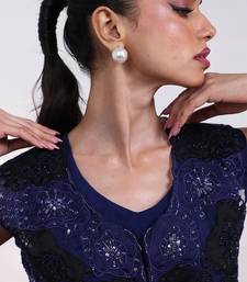 Blue embroidered chinon co ord set