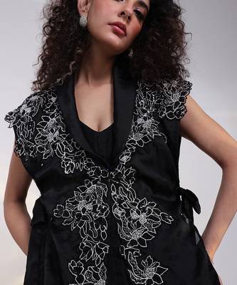 Black embroidered tissue co ord set 2
