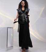 Black embroidered tissue co ord set