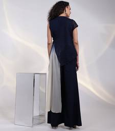 Blue embroidered georgette co ord set