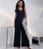 Blue embroidered georgette co ord set