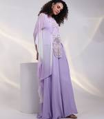 Lavender embroidered georgette kaftan