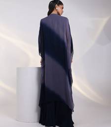 Navy-blue embroidered georgette kaftan