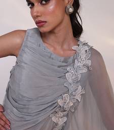 Grey embroidered chinon co ord set