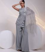 Grey embroidered chinon co ord set