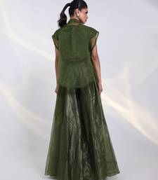 Green embroidered crepe co ord set