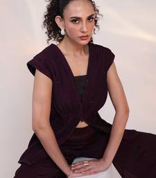 Wine embroidered chinon co ord set