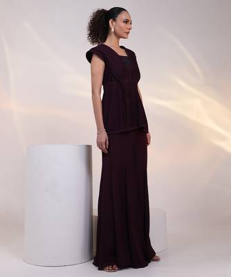 Wine embroidered chinon co ord set 3