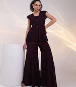 Wine embroidered chinon co ord set