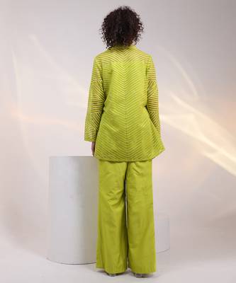 Green embroidered organza co ord set 3
