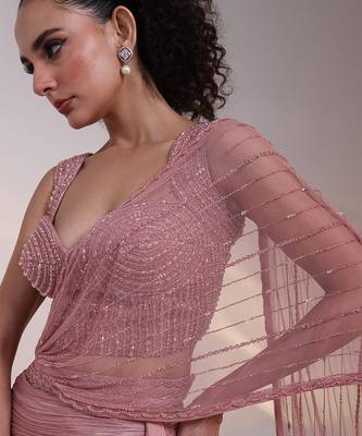 Pink embroidered silk Lehenga set 2