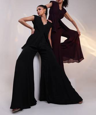 Black embroidered chinon co ord set 2