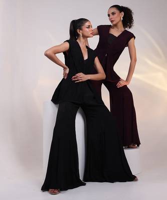 Black embroidered chinon co ord set 3