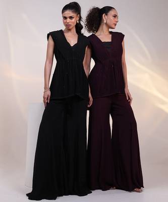 Black embroidered chinon co ord set 1