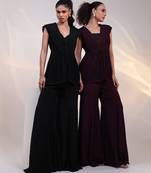 Black embroidered chinon co ord set