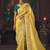 yellow silk blend with heavy embroidery work wedding wear designer saree