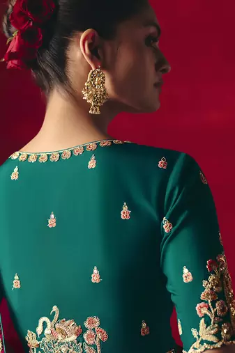rani pink fancy saree with sequins dhaga & thread embroidered butti and designer blouse