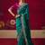 peacock green fancy saree with sequins dhaga & thread embroidered butti and designer blouse