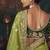 olive silk blend with heavy embroidery work wedding wear designer saree