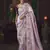 lavender silk blend with heavy embroidery work wedding wear designer saree