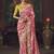 pink silk blend with heavy embroidery work wedding wear designer saree