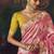 pink silk blend with heavy embroidery work wedding wear designer saree
