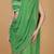 Leaf green crepe embroidered blouse with crepe drape skirt and georggette drape duppatta
