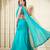 Teal  green organza drape skirt set with hand work blouse and dupatta