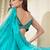 Teal  green organza drape skirt set with hand work blouse and dupatta