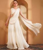 Ivory crepe pearlwork  sharara set