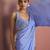 Blue crepe drape saree with pearl work blouse