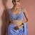 Blue crepe drape saree with pearl work blouse