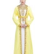 Georgette yellow embroidered stone work jacket and belt