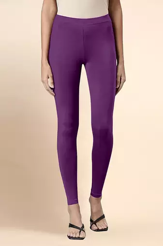BerryPurple Microfiber elastane stretch soft ankle length leggings with ultrasoft waistband