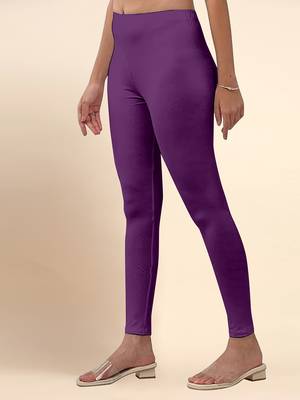 BerryPurple Microfiber elastane stretch soft ankle length leggings with ultrasoft waistband 3