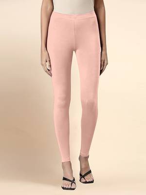 Blush Microfiber elastane stretch soft ankle length leggings with ultrasoft waistband 1