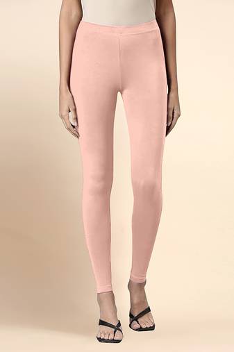 Blush Microfiber elastane stretch soft ankle length leggings with ultrasoft waistband