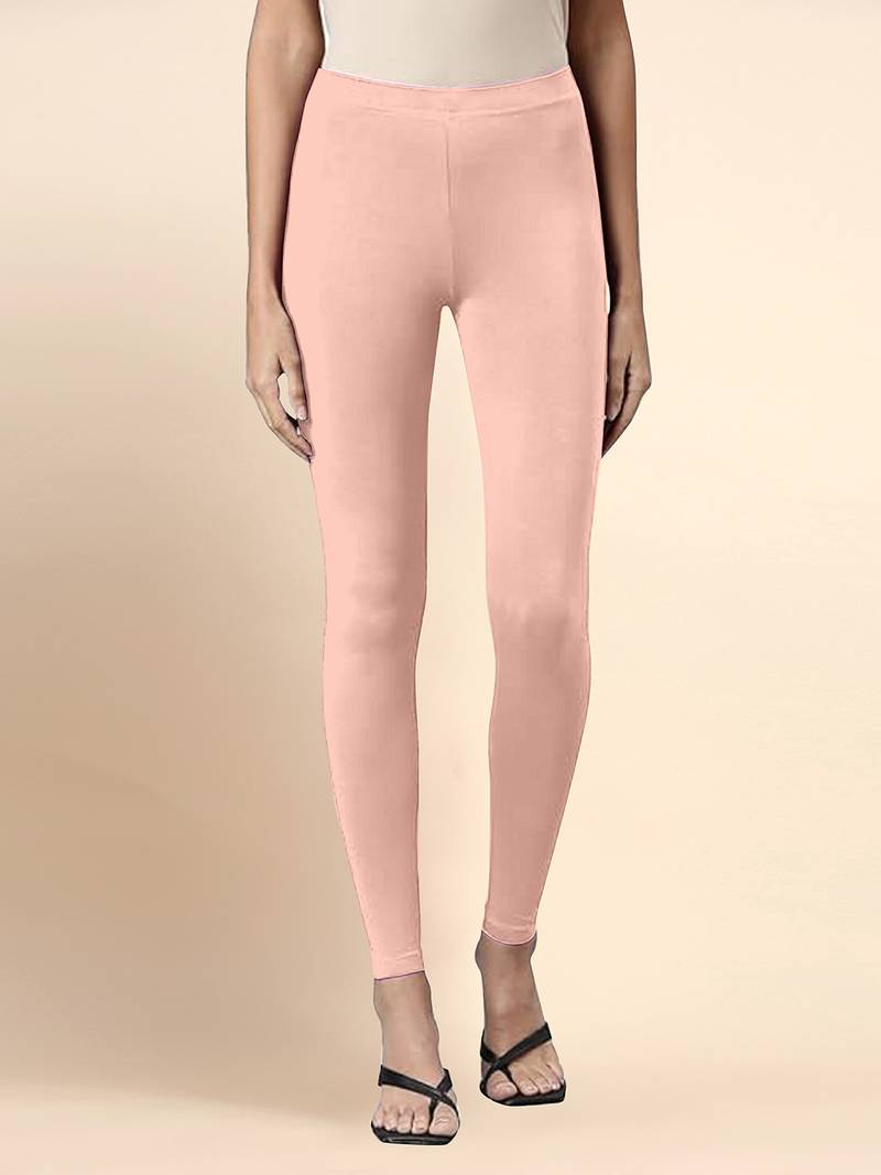 Blush Microfiber elastane stretch soft ankle length leggings with ultrasoft waistband