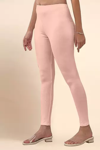 Blush Microfiber elastane stretch soft ankle length leggings with ultrasoft waistband