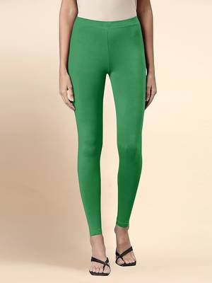 Green Microfiber elastane stretch soft ankle length leggings with ultrasoft waistband 1