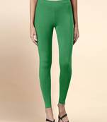 Green Microfiber elastane stretch soft ankle length leggings with ultrasoft waistband