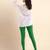 Green Microfiber elastane stretch soft ankle length leggings with ultrasoft waistband